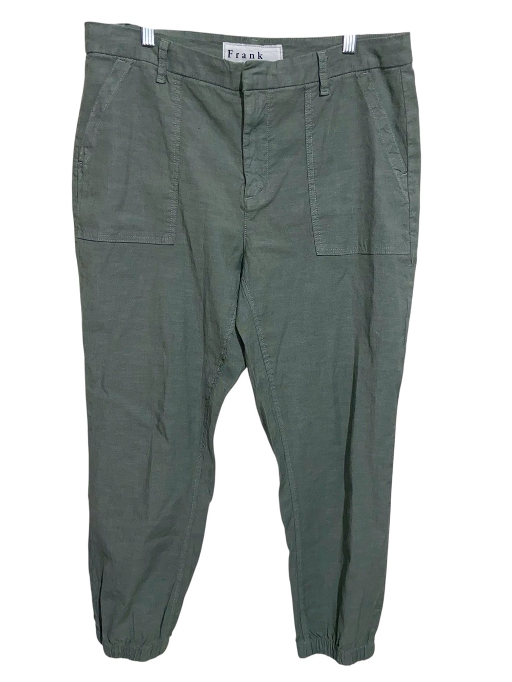 Frank & Eileen Pants Womens Size 12 Jameson Utility Jogger Olive Flax Cotton